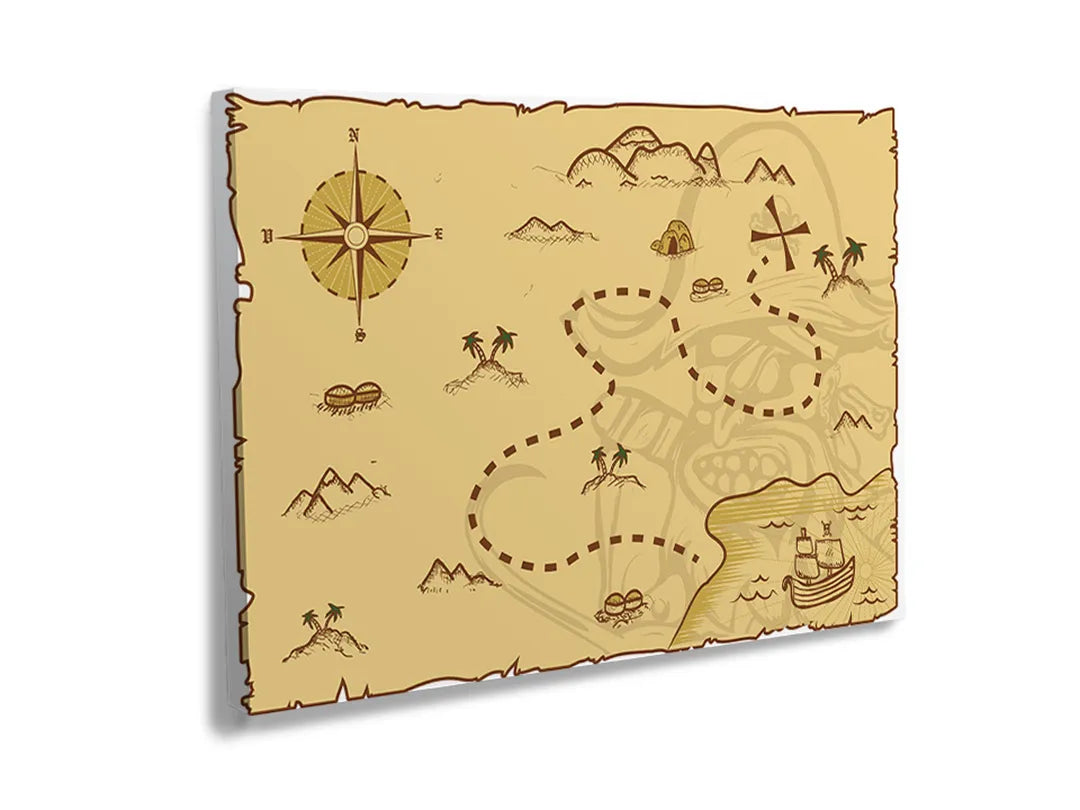 Metalen magneetbord met schatkaart ontwerp voor decoratie en memo.