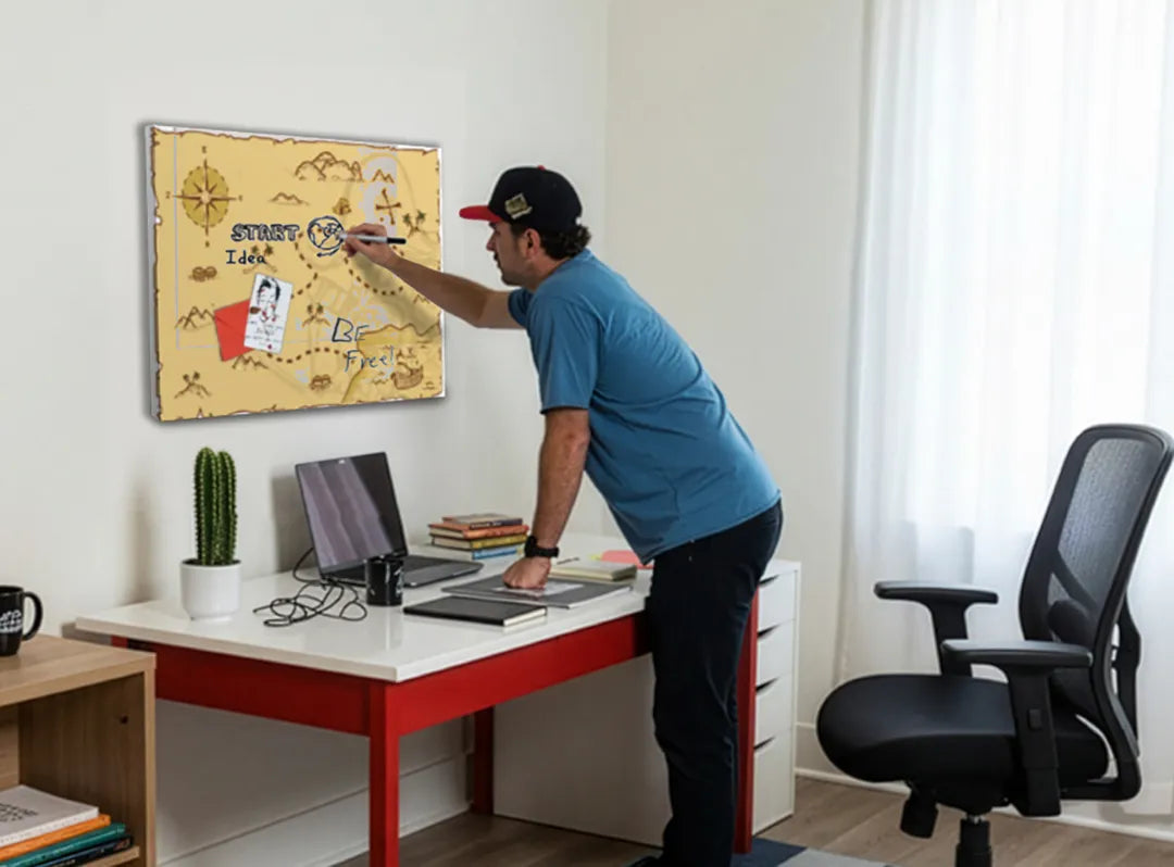 Metalen magneetbord met schatkaart ontwerp – droog uitwisbaar & magnetisch