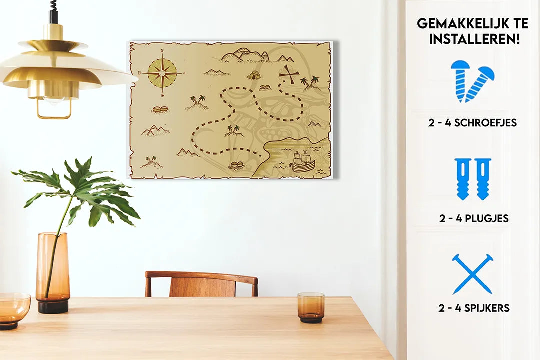 Metalen magneetbord met schatkaart ontwerp – droog uitwisbaar & magnetisch