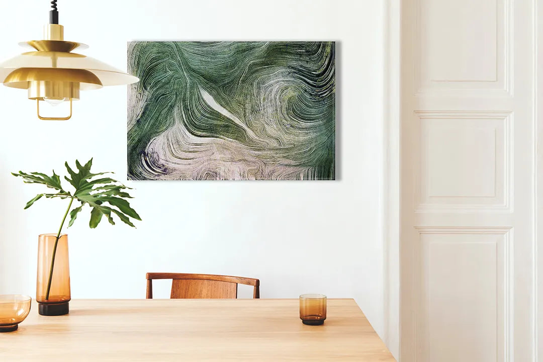 Abstract metalen magneetbord in groene tinten – droog uitwisbaar & magnetisch