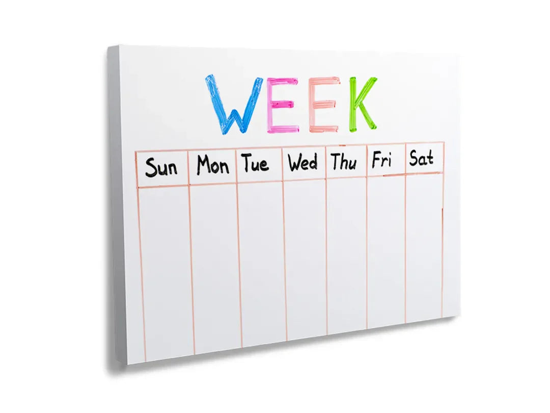 Kleurrijk metalen bord als weekplanner en memobord