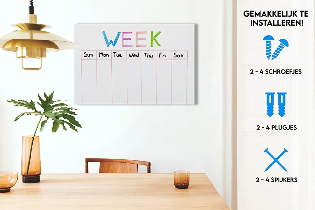 Weekendplanner op Aluminium Magneetbord – droog uitwisbaar & magnetisch