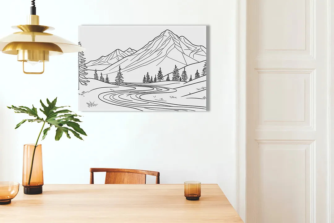 Metalen magneetbord met berglandschap - decoratief en functioneel - droog uitwisbaar & magnetisch