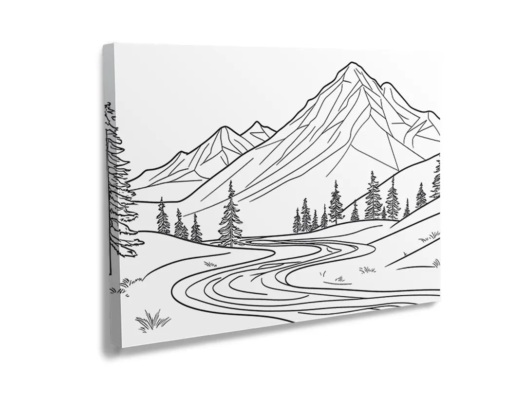 Metalen bord met een mooi berglandschap, ideaal als magneetbord