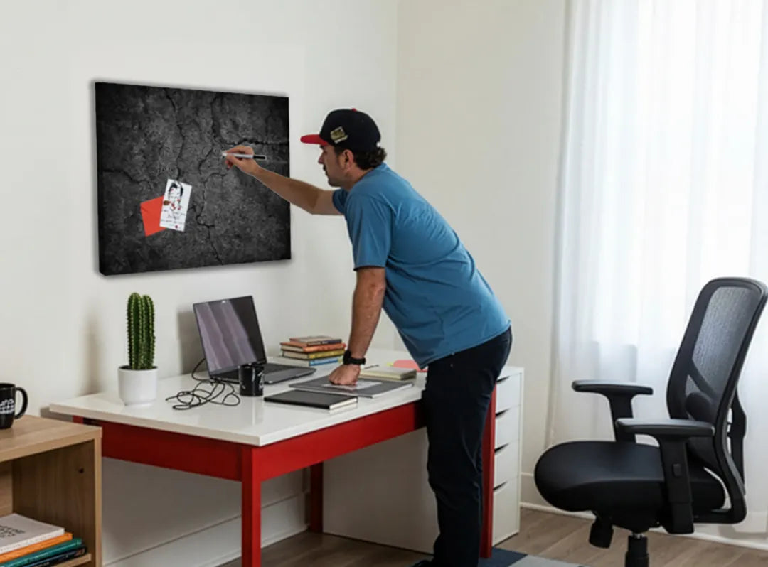 Modern metalen magneetbord met een unieke structuur – droog uitwisbaar & magnetisch