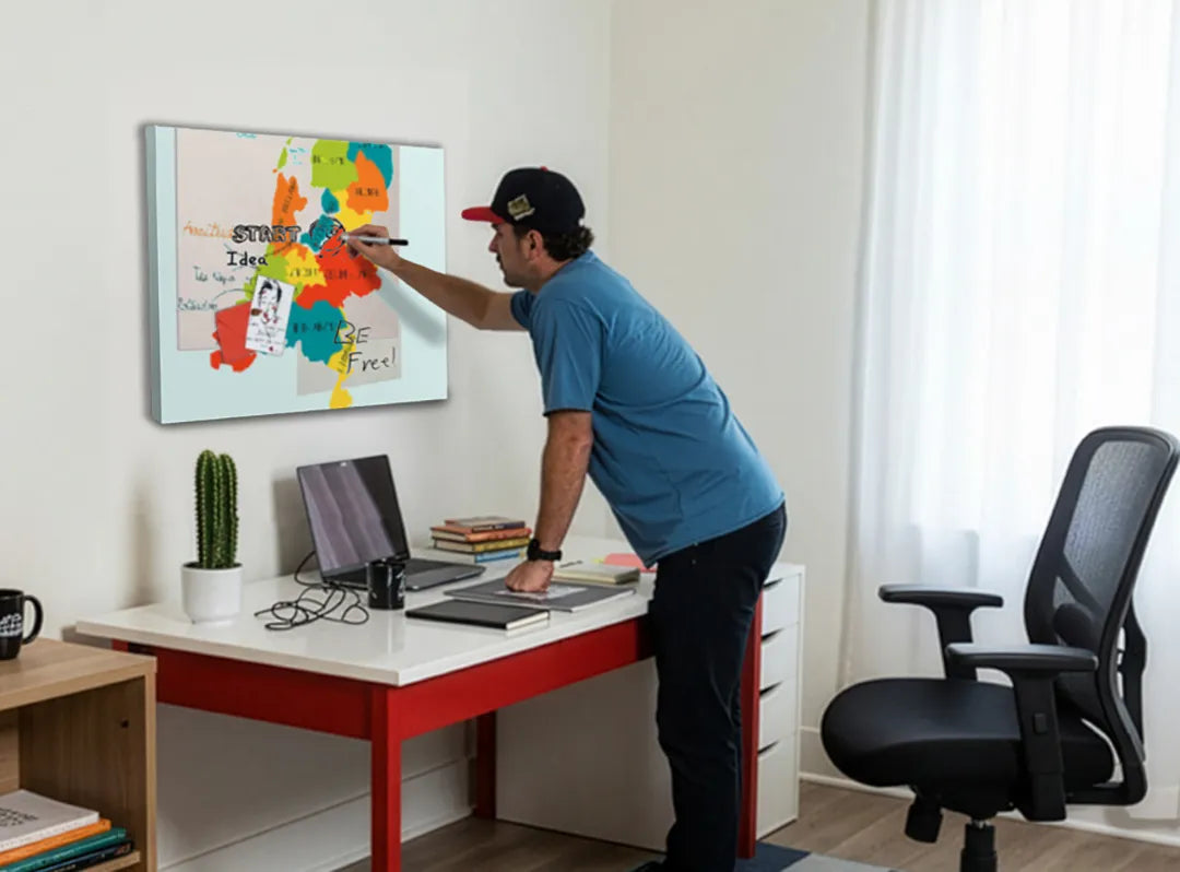 Kleurrijk metalen magneetbord met Nederland kaart - droog uitwisbaar & magnetisch