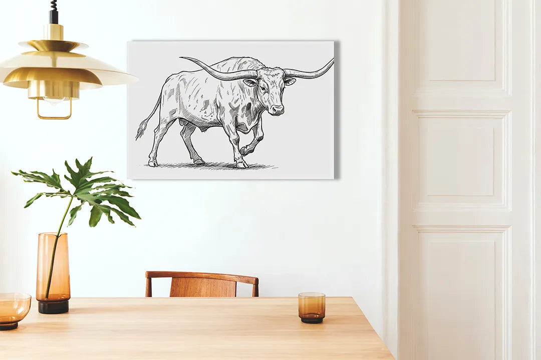 Metalen magneetbord met stoere stierillustratie - droog uitwisbaar & magnetisch