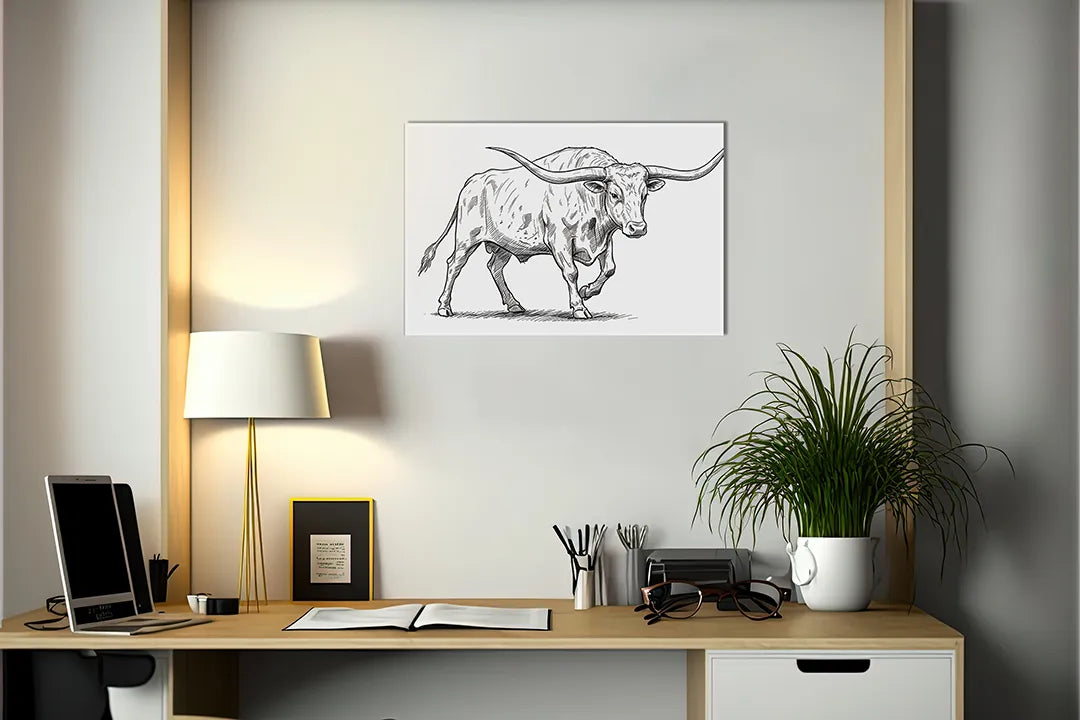 Metalen magneetbord met stoere stierillustratie - droog uitwisbaar & magnetisch