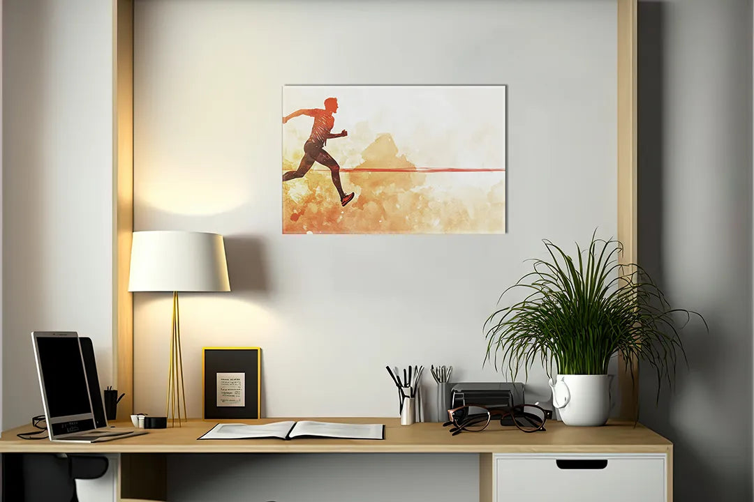 Metalen magneetbord met dynamische hardloper afbeelding - droog uitwisbaar & magnetisch