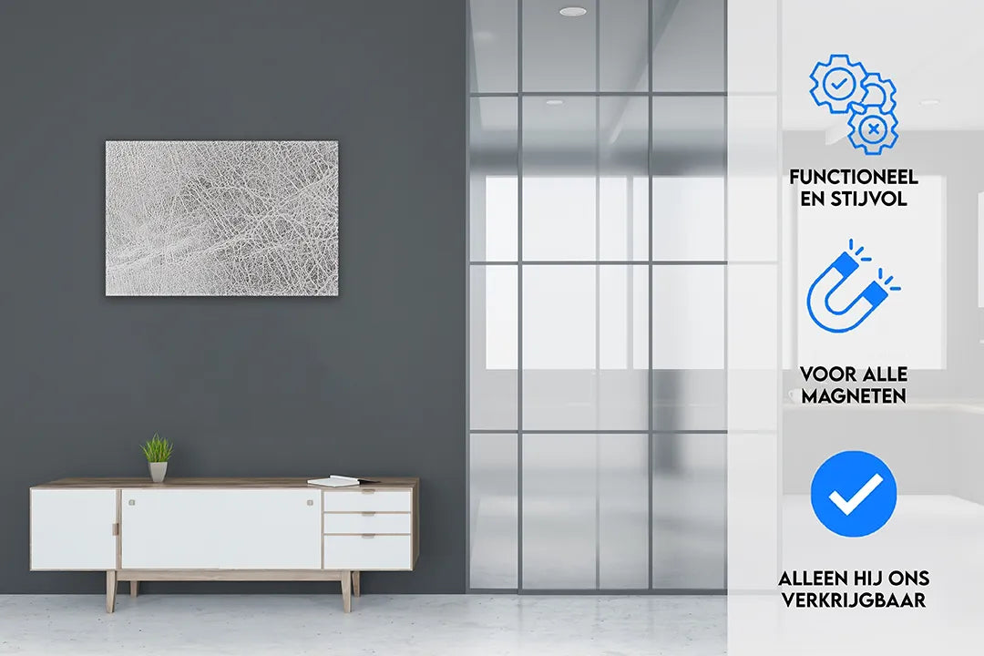 Metalen magneetbord in stijlvol wit ontwerp – droog uitwisbaar & magnetisch