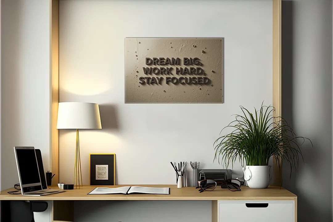 Motiverend metalen magneetbord - Dream Big, Work Hard – droog uitwisbaar & magnetisch
