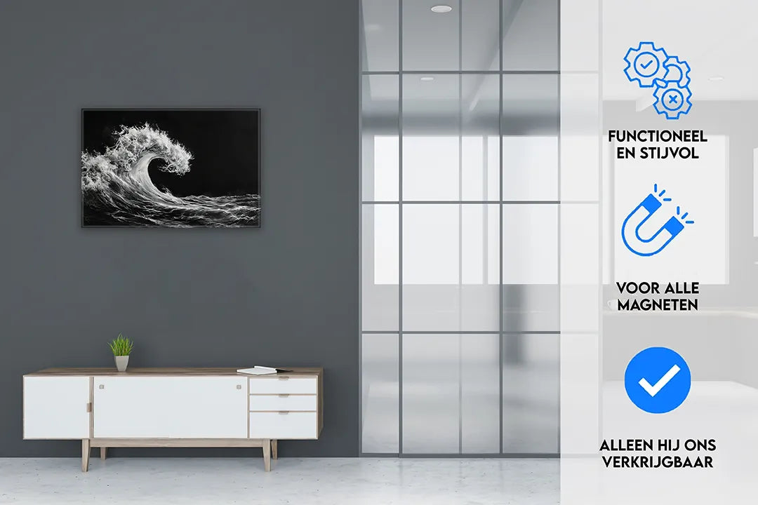 Dynamische golven op een metalen magneetbord – droog uitwisbaar & magnetisch