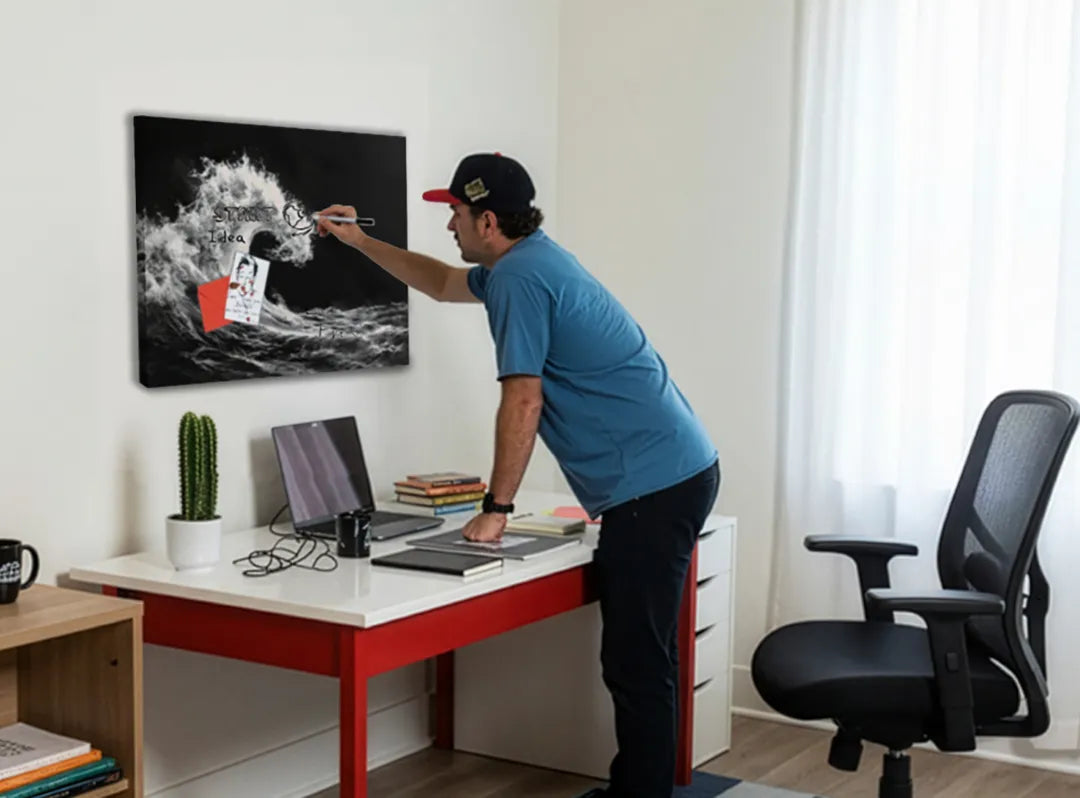 Dynamische golven op een metalen magneetbord – droog uitwisbaar & magnetisch