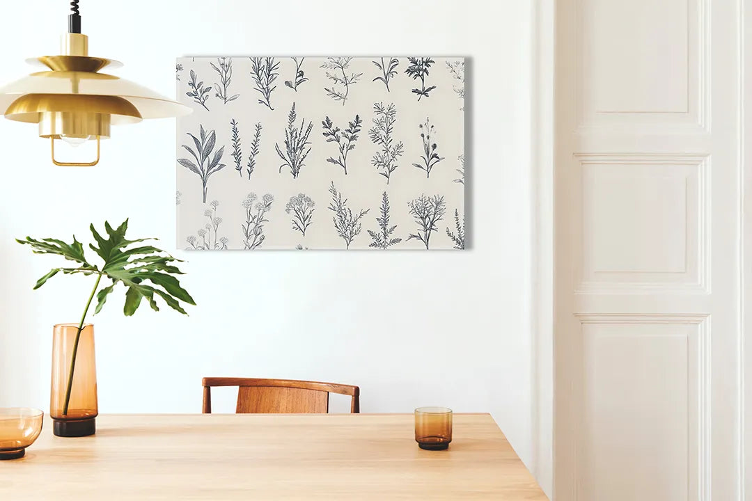 Metalen magneetbord met botanische print - decoratief en functioneel - droog uitwisbaar & magnetisch
