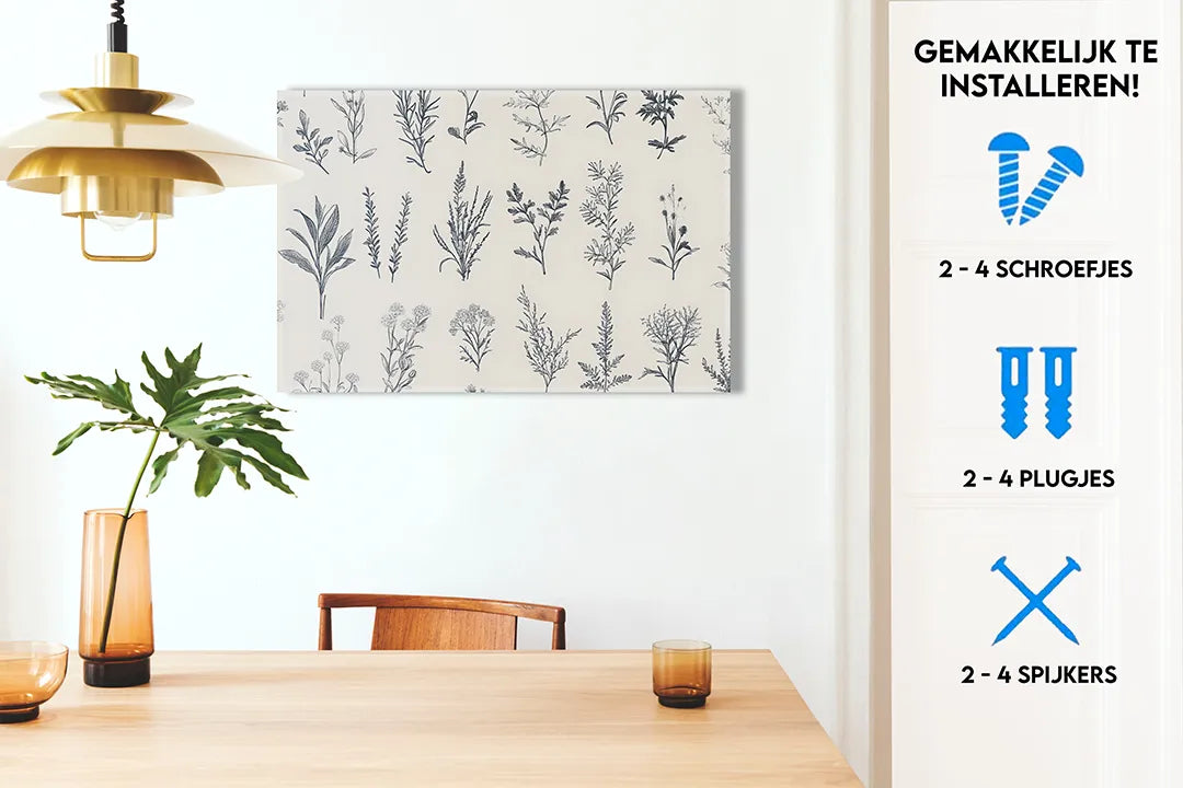 Metalen magneetbord met botanische print - decoratief en functioneel - droog uitwisbaar & magnetisch