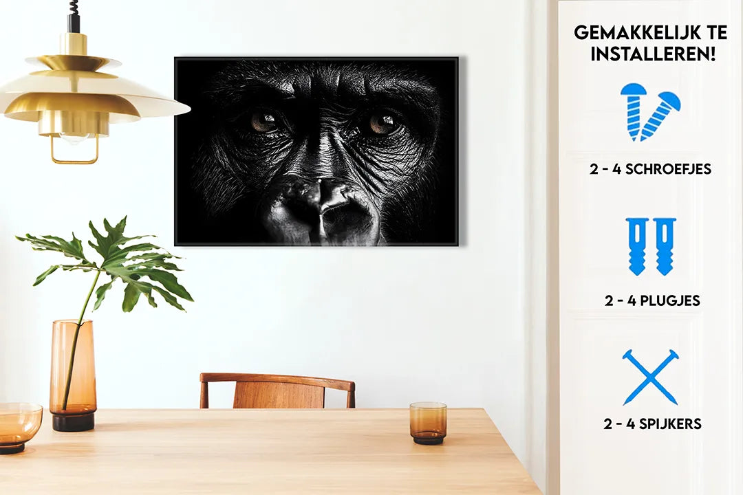 Metalen magneetbord met het gezicht van een gorilla - droog uitwisbaar & magnetisch