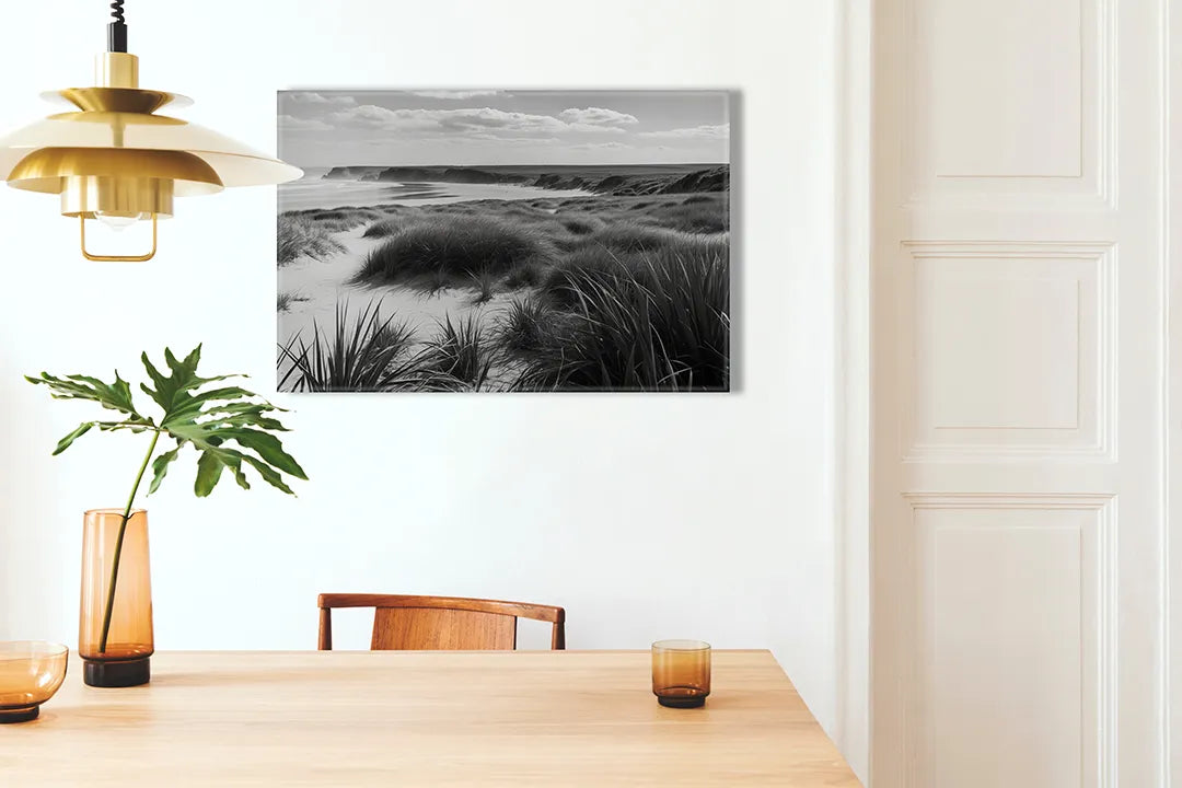 Metalen magneetbord van het zwarte strandlandschap - droog uitwisbaar & magnetisch