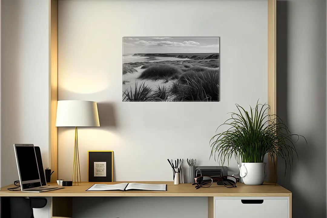 Metalen magneetbord van het zwarte strandlandschap - droog uitwisbaar & magnetisch