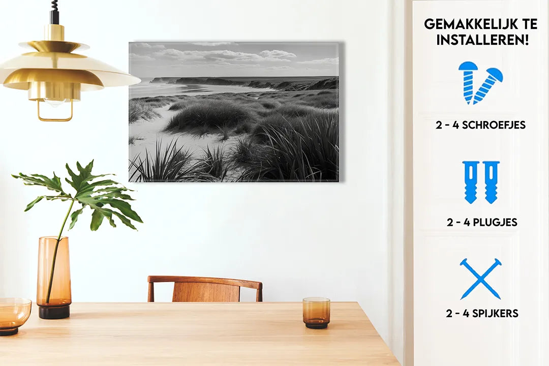 Metalen magneetbord van het zwarte strandlandschap - droog uitwisbaar & magnetisch