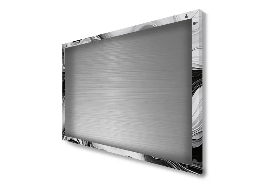Metalen magneetbord met abstracte zwart-wit marble print – droog uitwisbaar & magnetisch