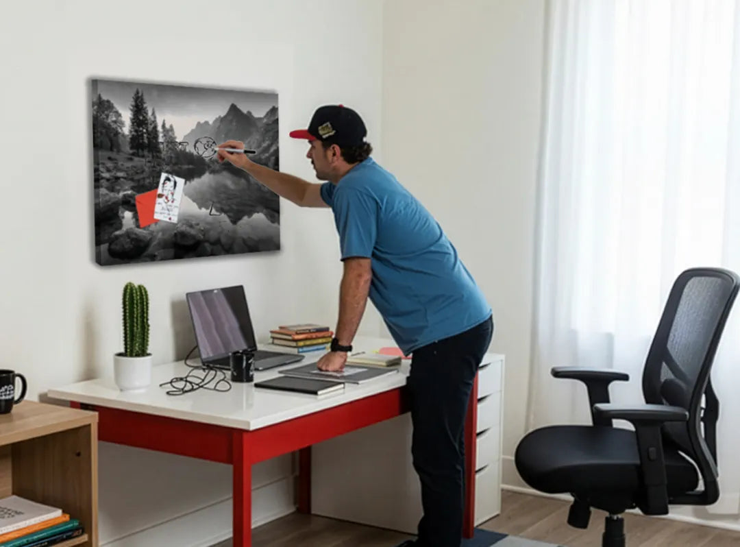 Metalen magneetbord met prachtige berglandschap - droog uitwisbaar & magnetisch