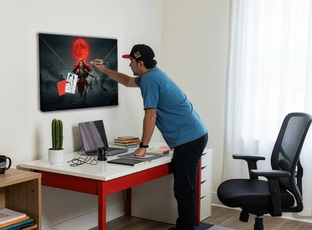 Indrukwekkend metalen magneetbord van krachtige godin – droog uitwisbaar & magnetisch