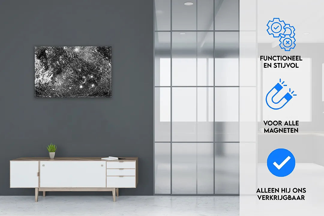 Stijlvol zwart-wit metalen magneetbord – droog uitwisbaar & magnetisch