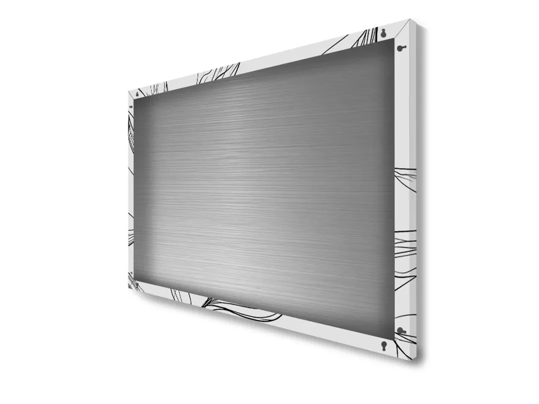 Metalen magneetbord met elegante lijntekeningen van bladeren – droog uitwisbaar & magnetisch