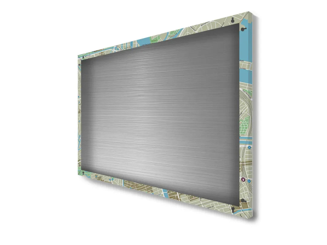 Metalen magneetbord van een gedetailleerde stadskaart – droog uitwisbaar & magnetisch