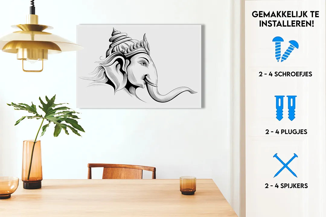 Elegant metalen magneetbord met Ganesha ontwerp – droog uitwisbaar & magnetisch