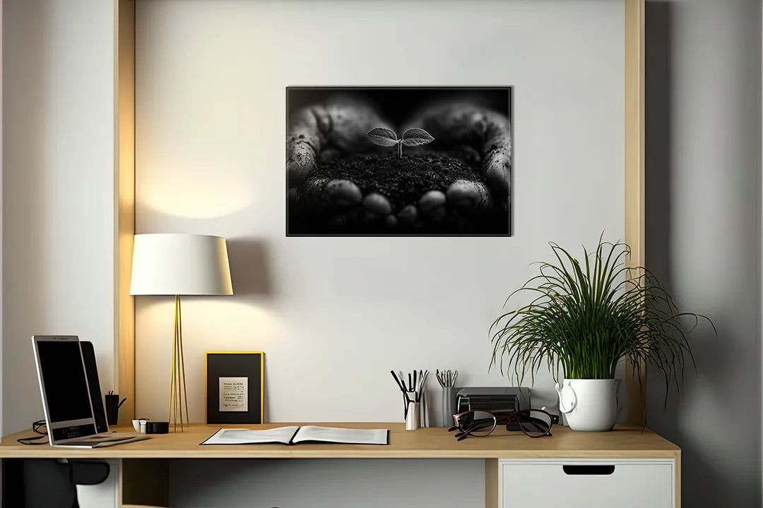 Metalen magneetbord met groeiend plantje – droog uitwisbaar & magnetisch