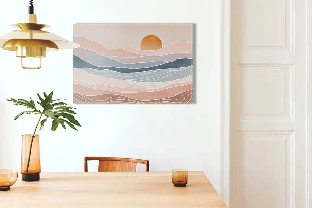 Metalen magneetbord met abstracte berglandschap – droog uitwisbaar & magnetisch