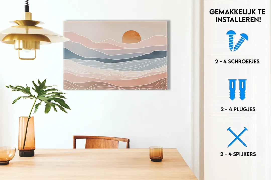 Metalen magneetbord met abstracte berglandschap – droog uitwisbaar & magnetisch