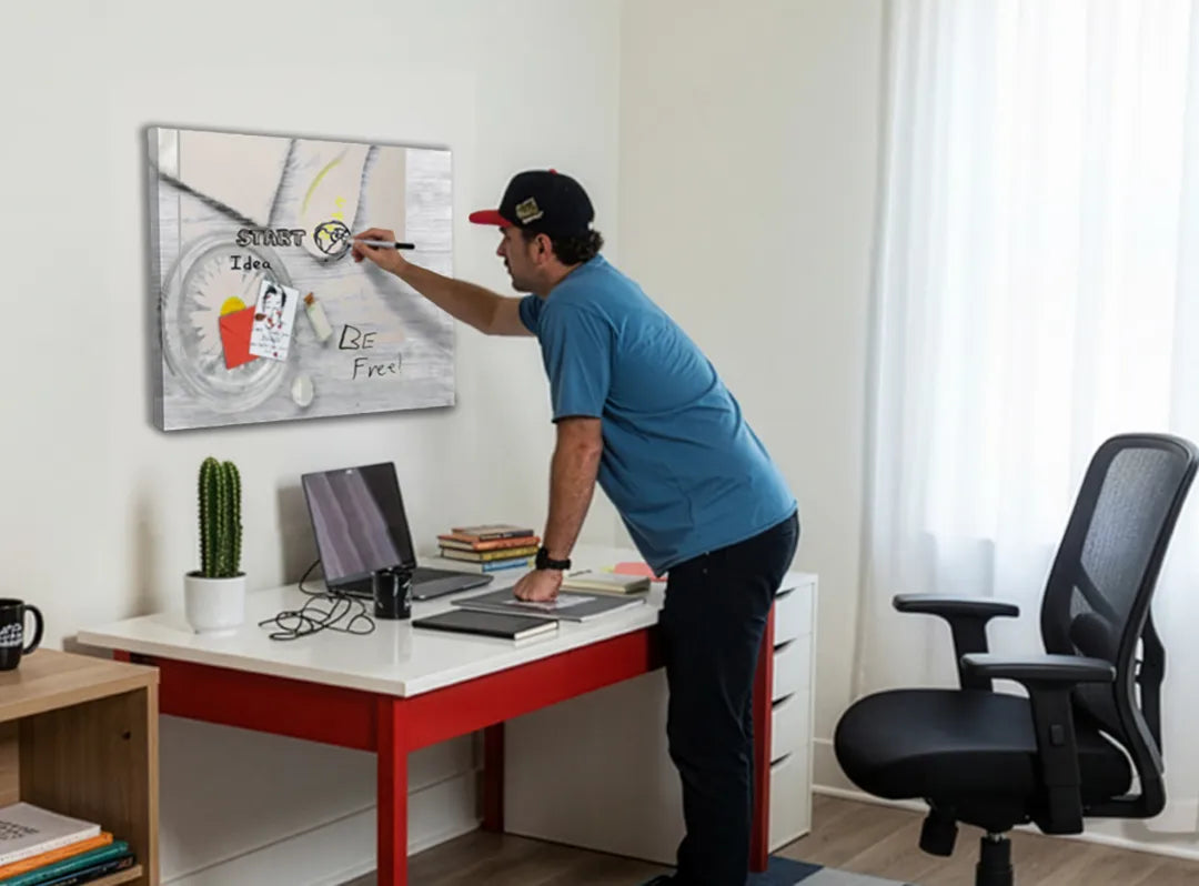 Metalen magneetbord met een bloem en wellness accessoires – droog uitwisbaar & magnetisch