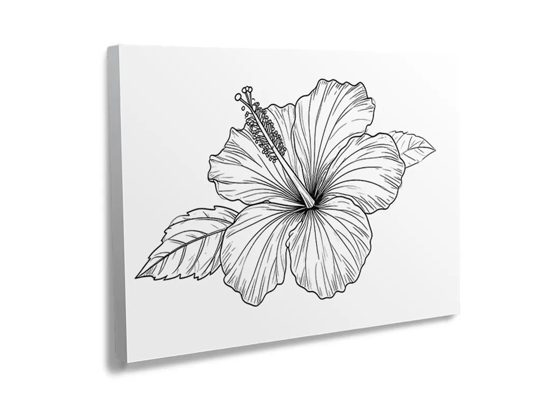 Metalen bord met hibiscus illustratie, ideaal als magneetbord