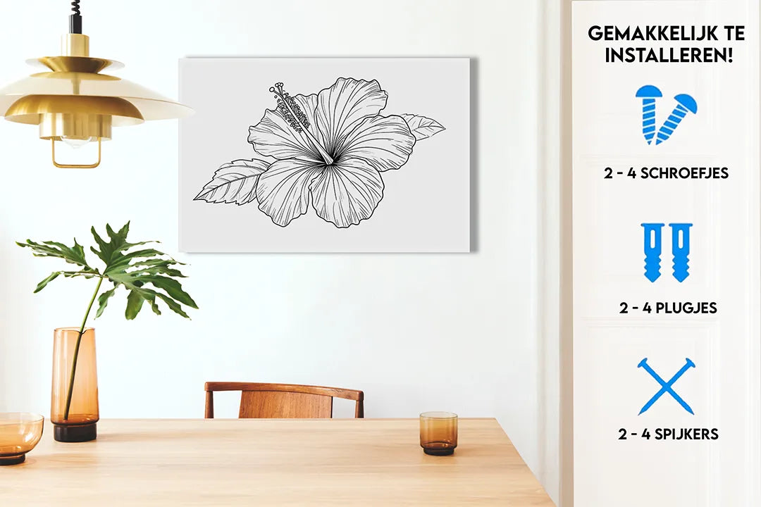 Metalen magneetbord met hibiscus illustratie – droog uitwisbaar & magnetisch