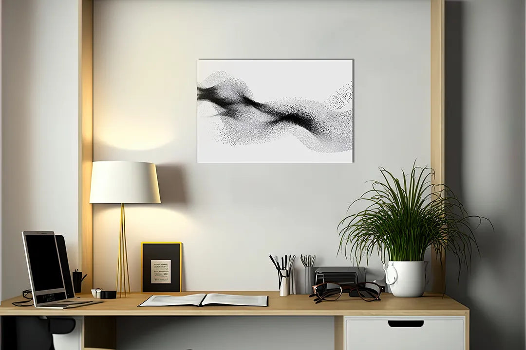 Abstract zwart-wit metalen magneetbord – droog uitwisbaar & magnetisch