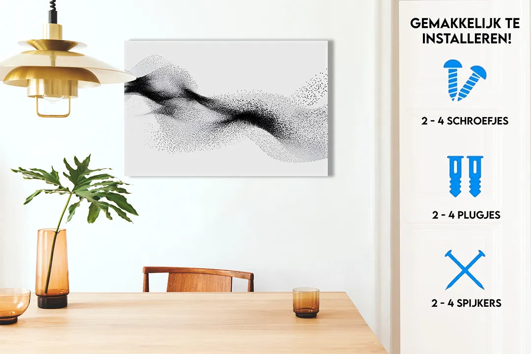 Abstract zwart-wit metalen magneetbord – droog uitwisbaar & magnetisch