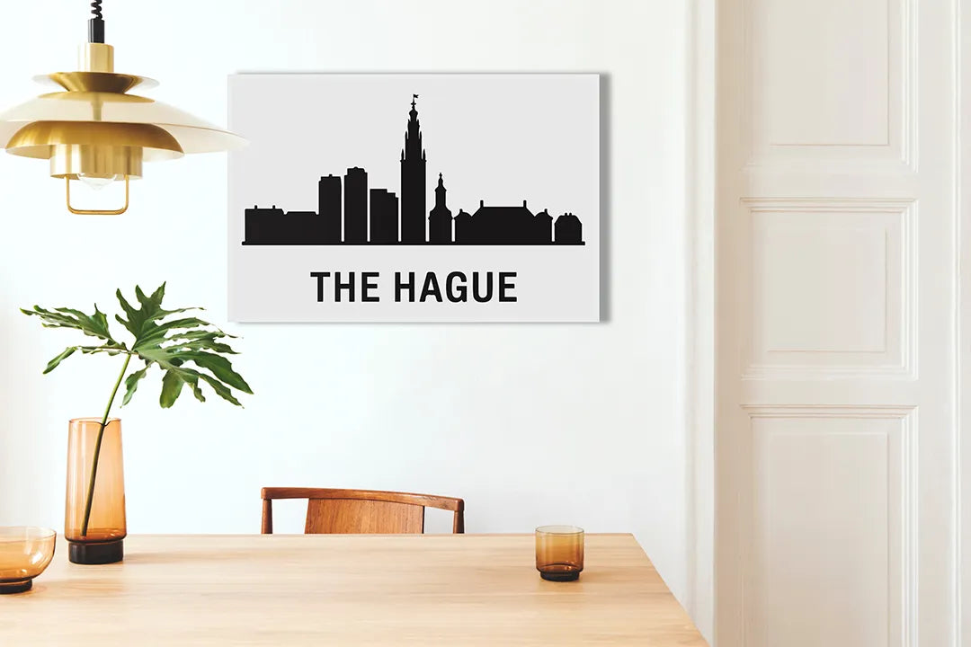 Metalen magneetbord met skyline van den haag – droog uitwisbaar & magnetisch