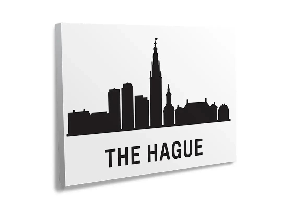 Metalen magneetbord met skyline van Den Haag, decoratief en functioneel
