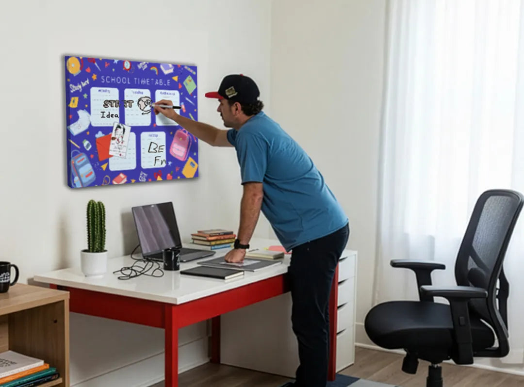 Metalen magneetbord voor schoolrooster - kleurrijk en functioneel – droog uitwisbaar & magnetisch