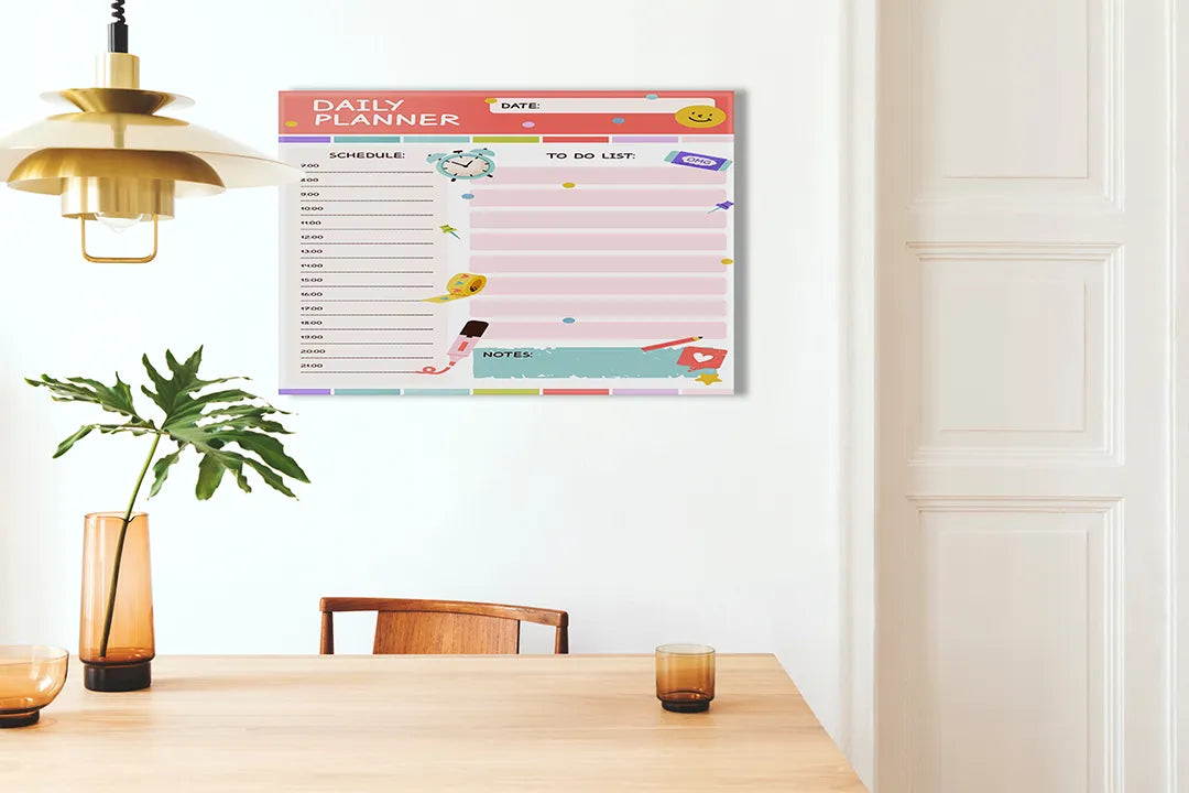 Kleurrijk dagelijkse planner magneetbord – droog uitwisbaar & magnetisch
