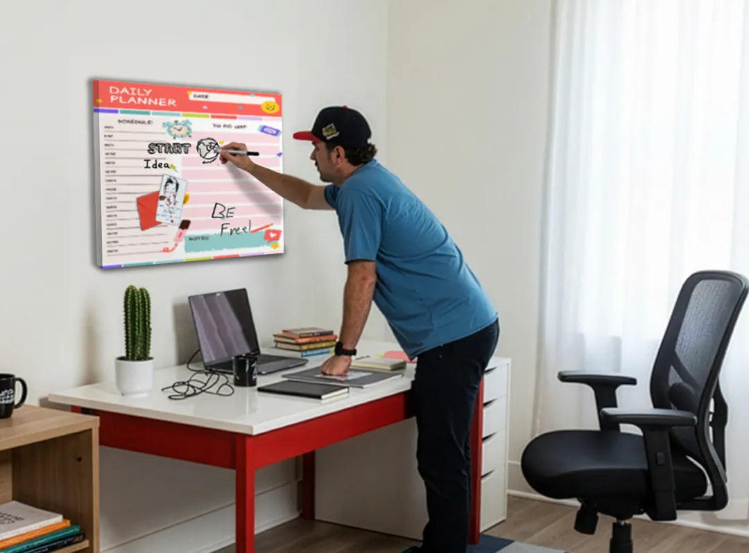 Kleurrijk dagelijkse planner magneetbord – droog uitwisbaar & magnetisch