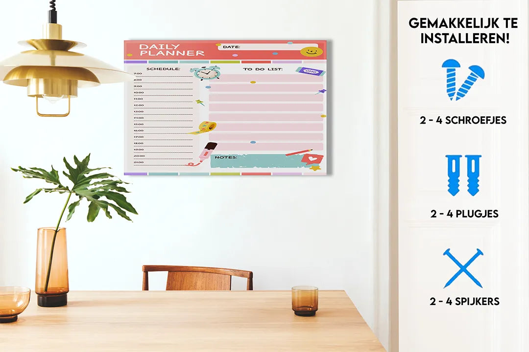 Kleurrijk dagelijkse planner magneetbord – droog uitwisbaar & magnetisch