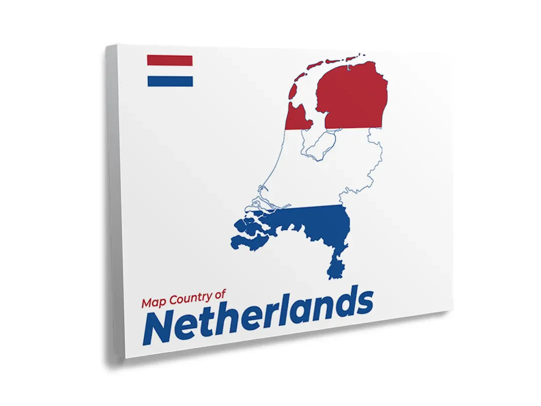 Metalen magneetbord van Nederland met kaart en vlag