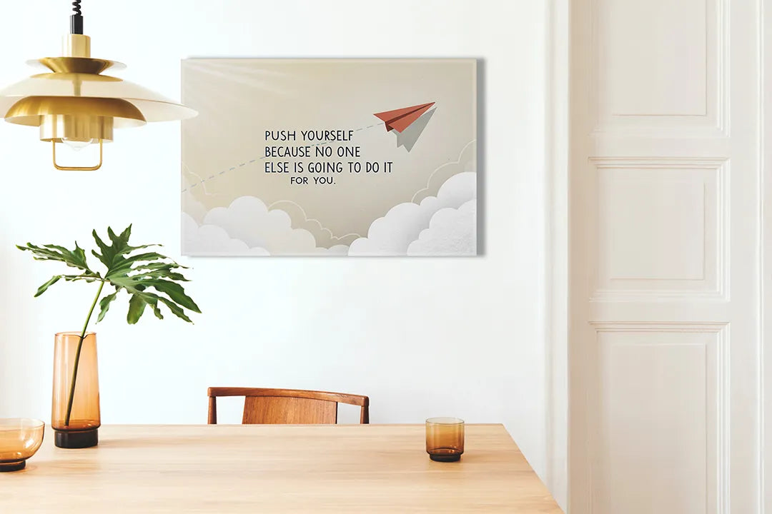 Inspirerend metalen magneetbord met papieren vliegtuig – droog uitwisbaar & magnetisch