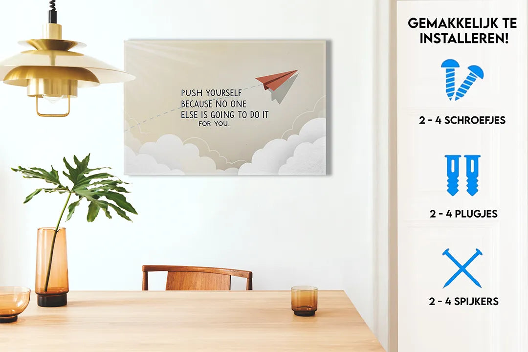 Inspirerend metalen magneetbord met papieren vliegtuig – droog uitwisbaar & magnetisch