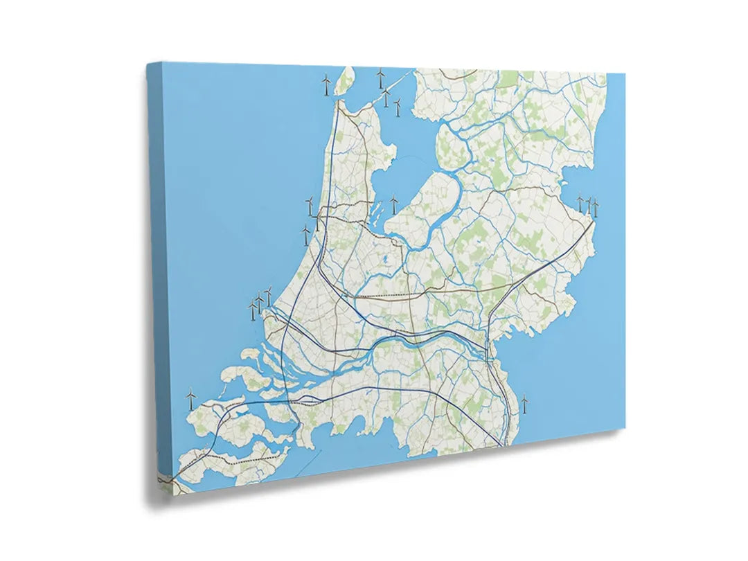 Metalen bord met gedetailleerde landkaart print voor decoratie en notities.