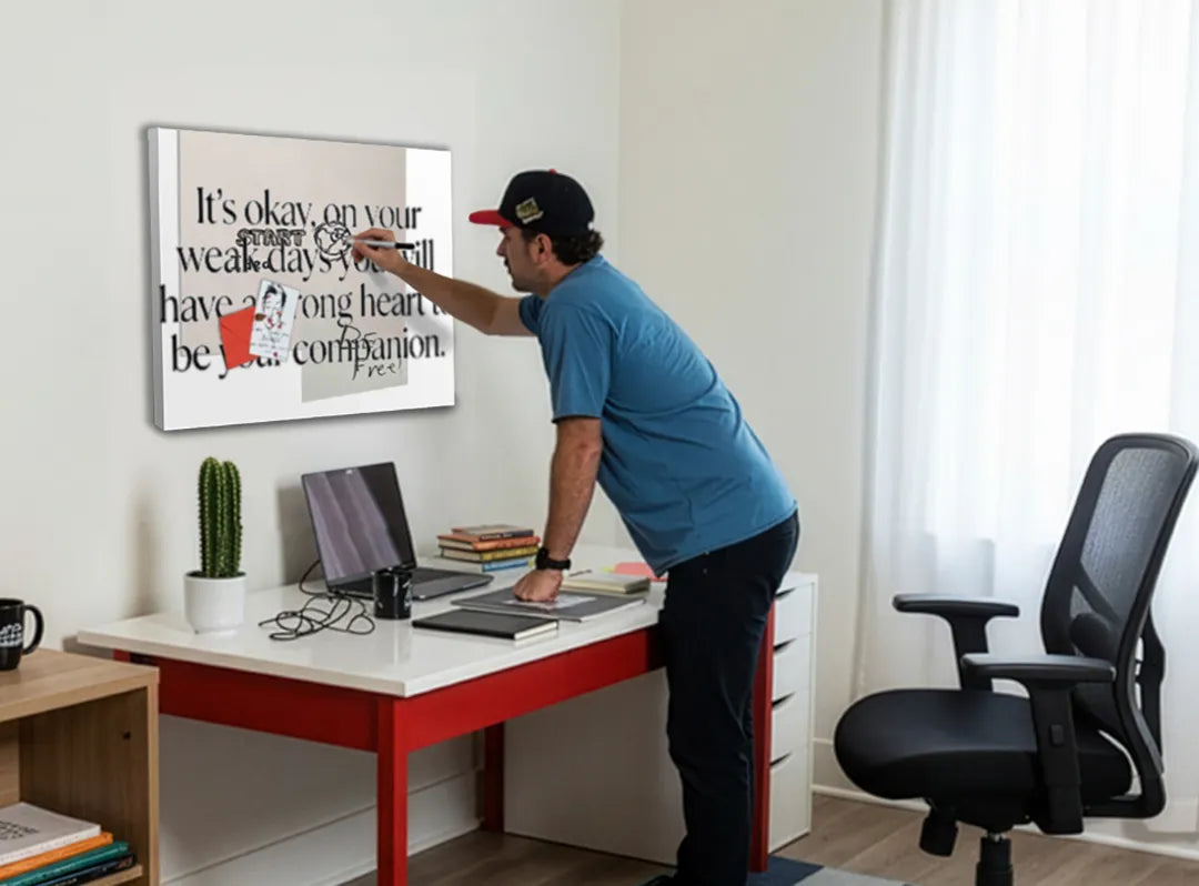 Metalen magneetbord met motivatie quote – modern wanddecoratie & memobord