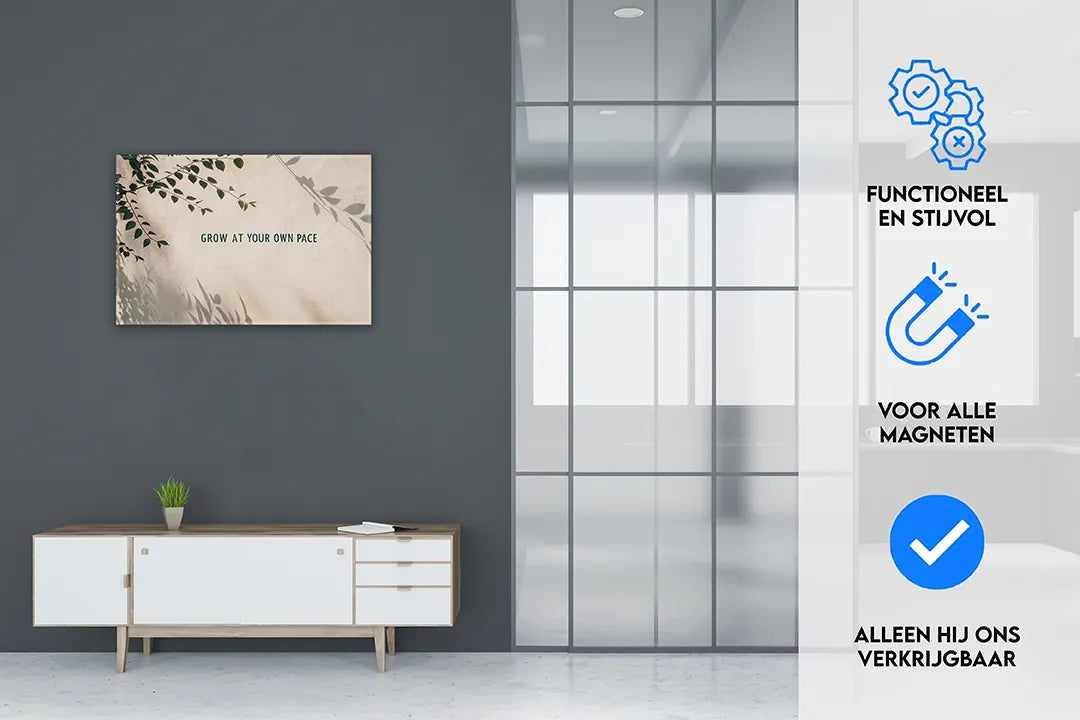 Metalen magneetbord met groenblijvende bladeren – droog uitwisbaar & magnetisch